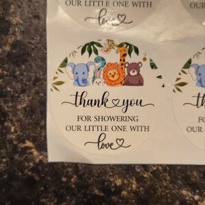 🎉5/$10 40- 2 inch safari baby shower thank you stickers